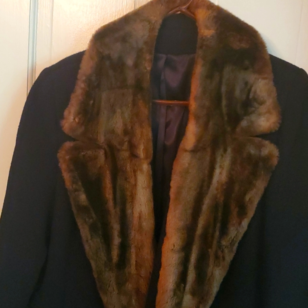 Wool & mink womens fur coat